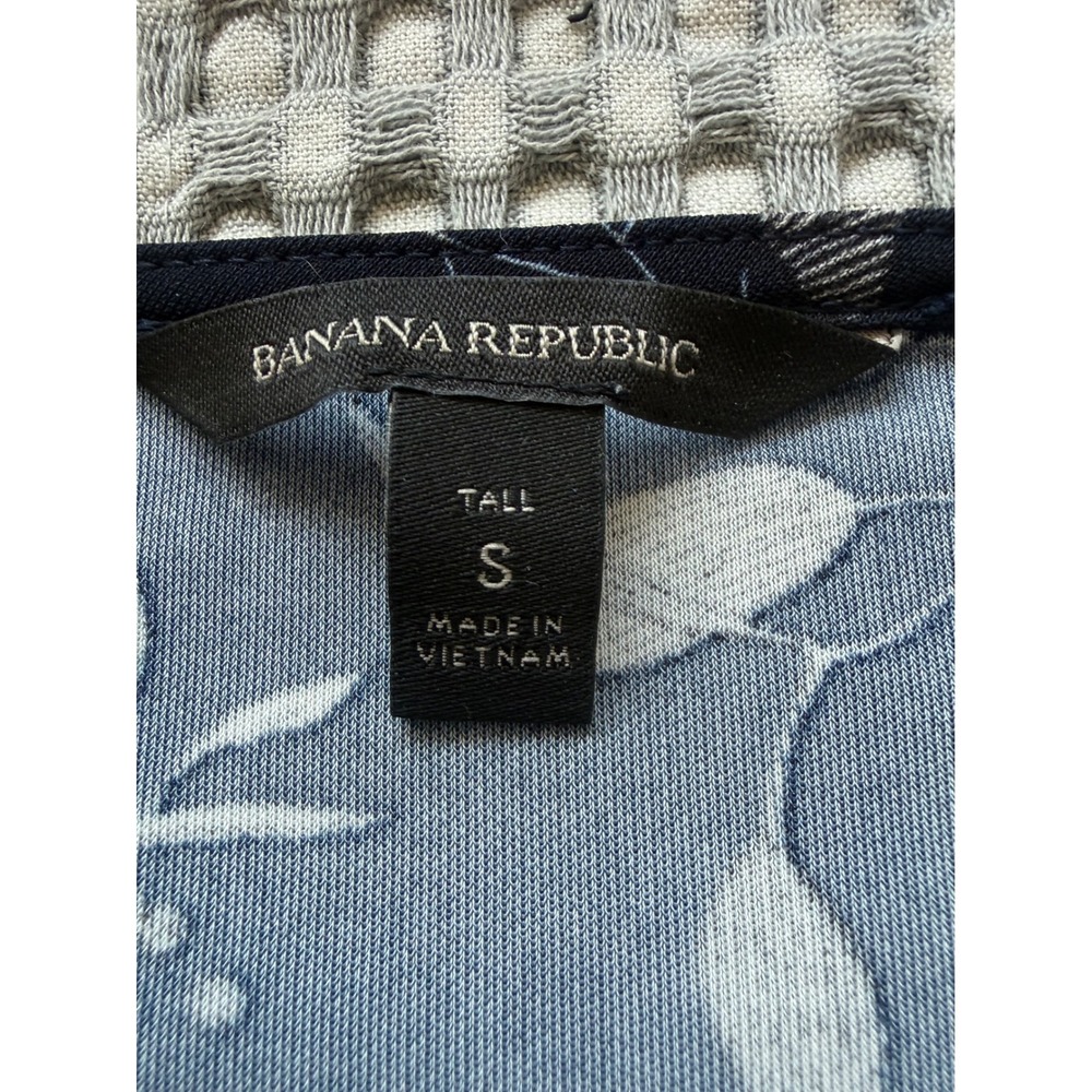Banana Republic Wrap Dress Womens Small Tall Navy Blue Floral Long Sleeve Midi - Picture 10 of 11